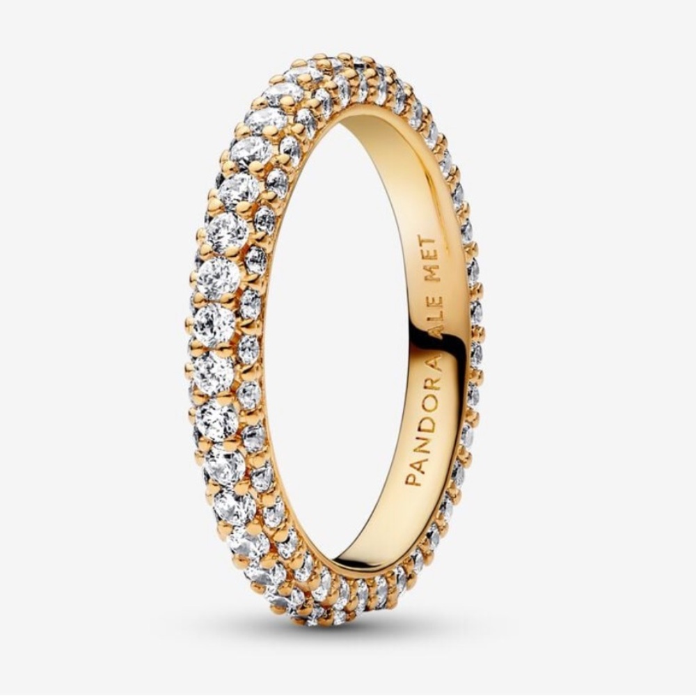 💛▪️Pandora ▪️Timeless Pavé Single-row Ring 14k gold plating Size 6